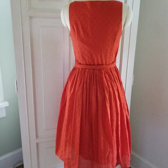 J Crew Orange v neck summer midi dress - Picture 2 of 2